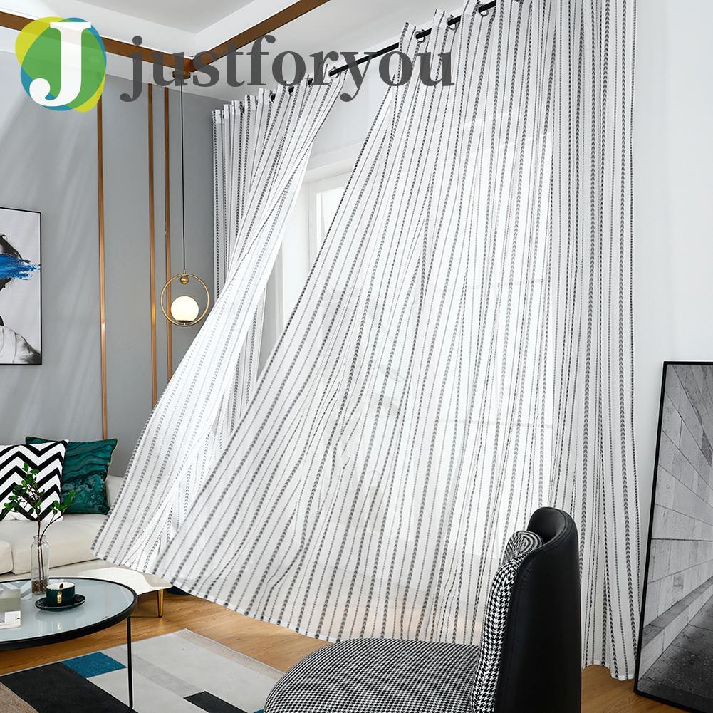 Justforyou 1pc Tulle Sheer Window Curtains Living Room Decor Love Print Voile Drapes