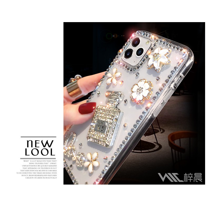 Ốp Điện Thoại Họa Tiết Hoa Đính Đá Lấp Lánh Cho iphone 12 pro max 15 14 13 12 11 pro max xs max xr x