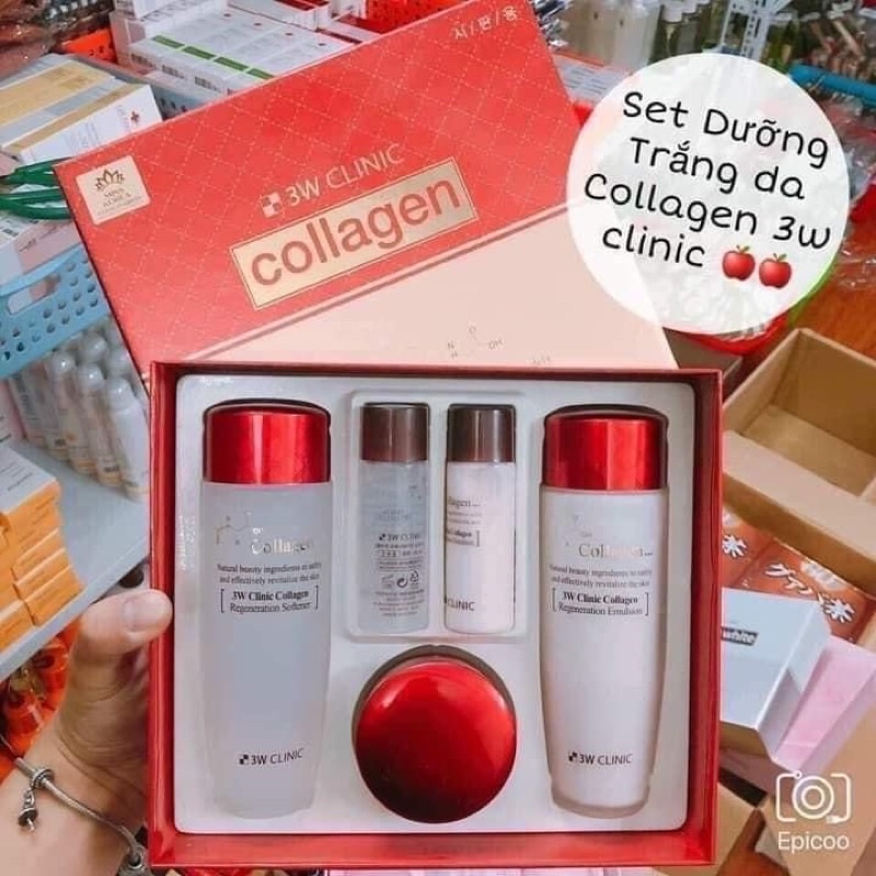 Bộ Dưỡng 3W Clinic Collagen ĐỎ [ tặng miếng đắp mặt 3d]