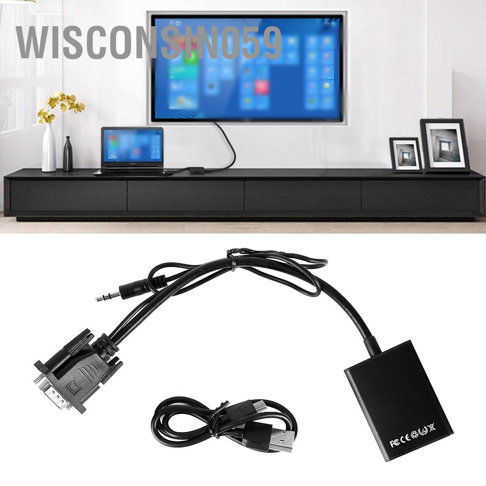 Wisconsin059 VGA to HDMI Converter Adapter Cable Digital HD 1080P Video Audio Line Analog Signal