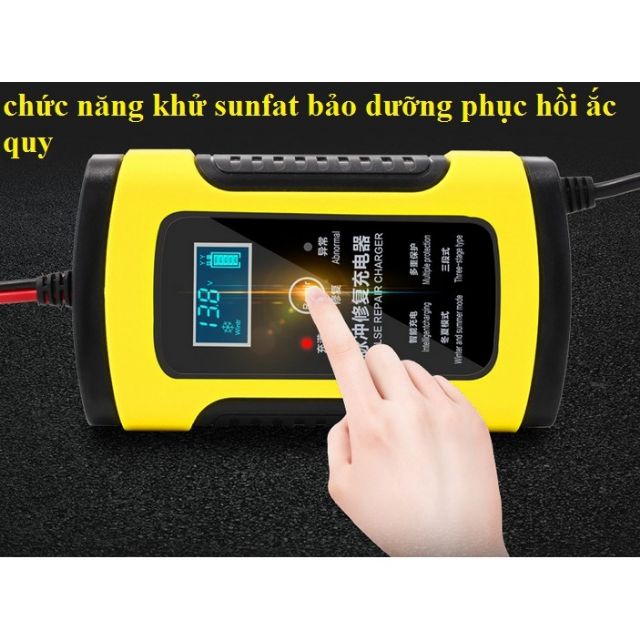Bộ sạc bình ắc quy ô tô xe máy 𝟭𝟮𝗩 - 𝟭𝟬𝟬𝗔𝗵 𝗙𝗢𝗫𝗦𝗨𝗥 tự ngắt điện khi đầy chế độ khử sunfat phục hồi bình acquy thông minh