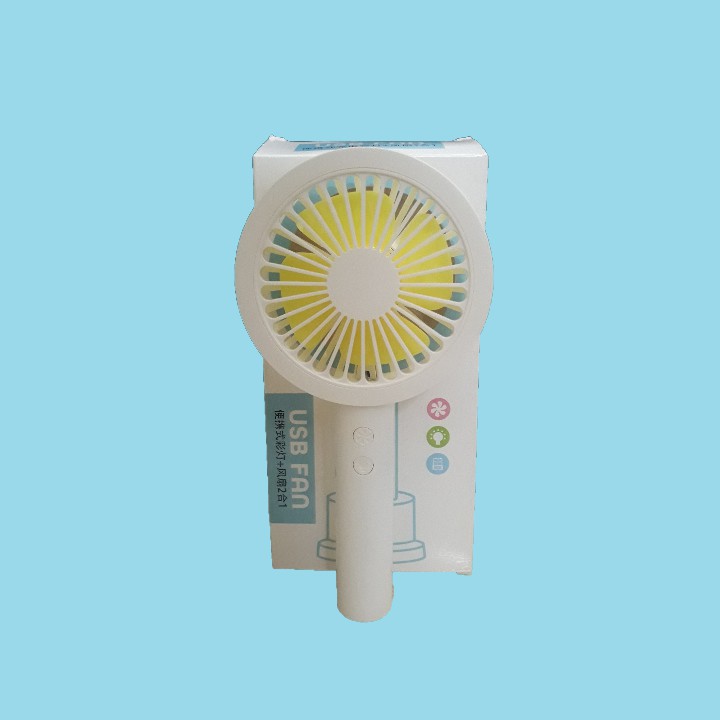 Quạt Tích Điện Mini Cầm Tay Hoặc Để Bàn Có Đèn Led Đế Tròn | BigBuy360 - bigbuy360.vn