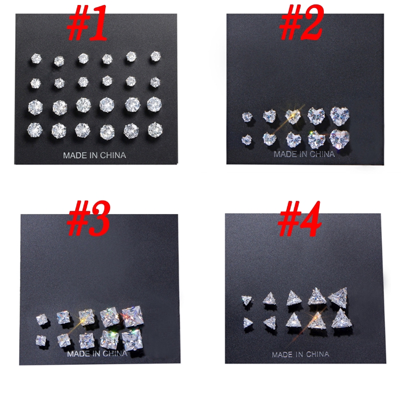 Set 12 đôi khuyên tai Hishop đính đá zircon thời trang giản dị cho nữ