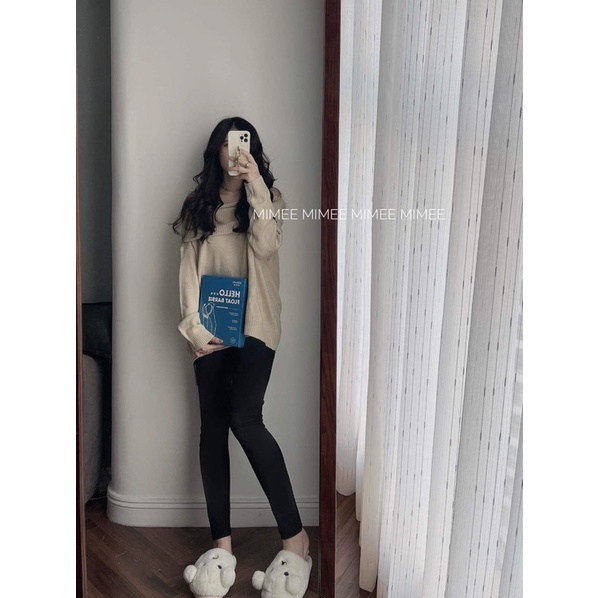 quần legging hộp xanh hello ( ảnh thật mimee )