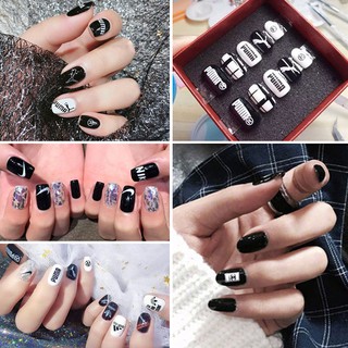 Nail Wraps Set Dán móng tay Branch đen trắng 14 miếng nhiều mẫu