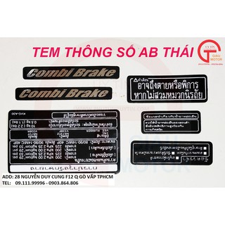 [SALE] BỘ TEM THÔNG SỐ CHO XE AIR BLADE THÁI CHÍNH HÃNG ,BỀN ĐẸP.