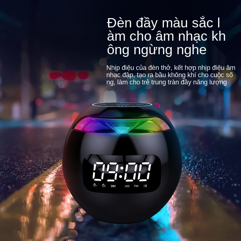 Đồng hồ báo thức học sinh phát sáng đơn giản có thể sạc lại tắt tiếng đầu giường ngủ không dây đa chức năng loa blu