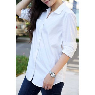 Áo Sơ Mi Trắng Oversized Tay Dài - White Oversized Button Down Shirt