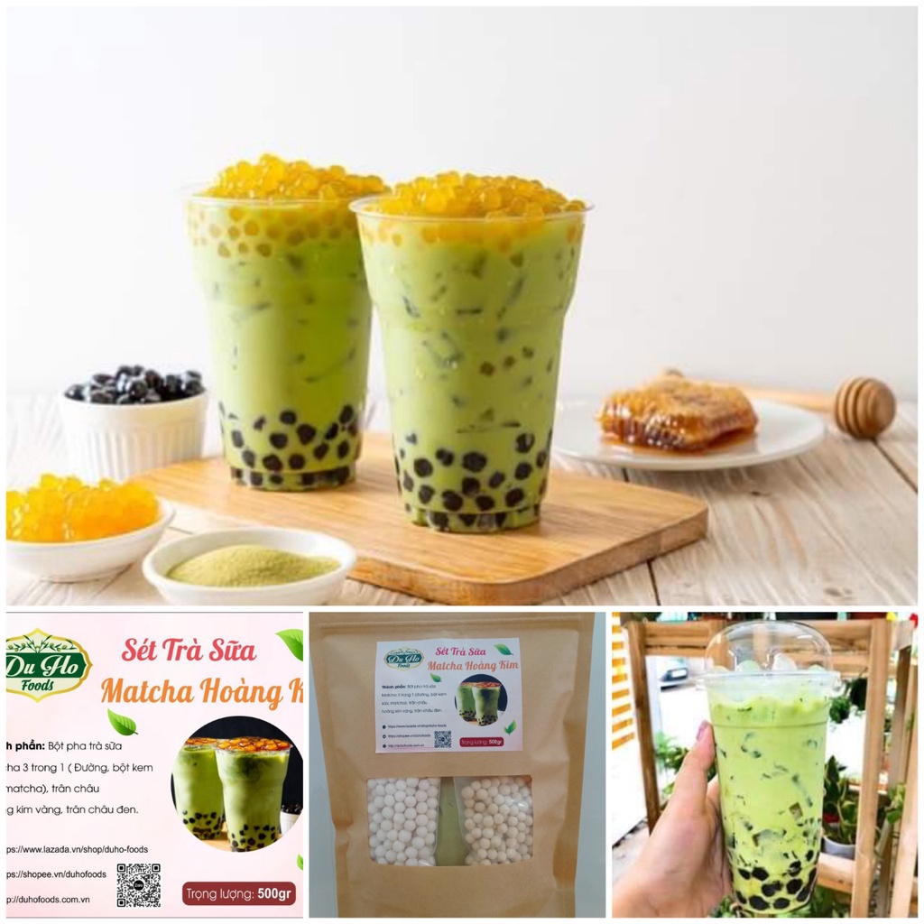 Vị Mới DuHo - Sét Trà Sữa Matcha Hoàng Kim 3 trong 1 nấu 1.5 lít ( Pha nước nóng uống liền)