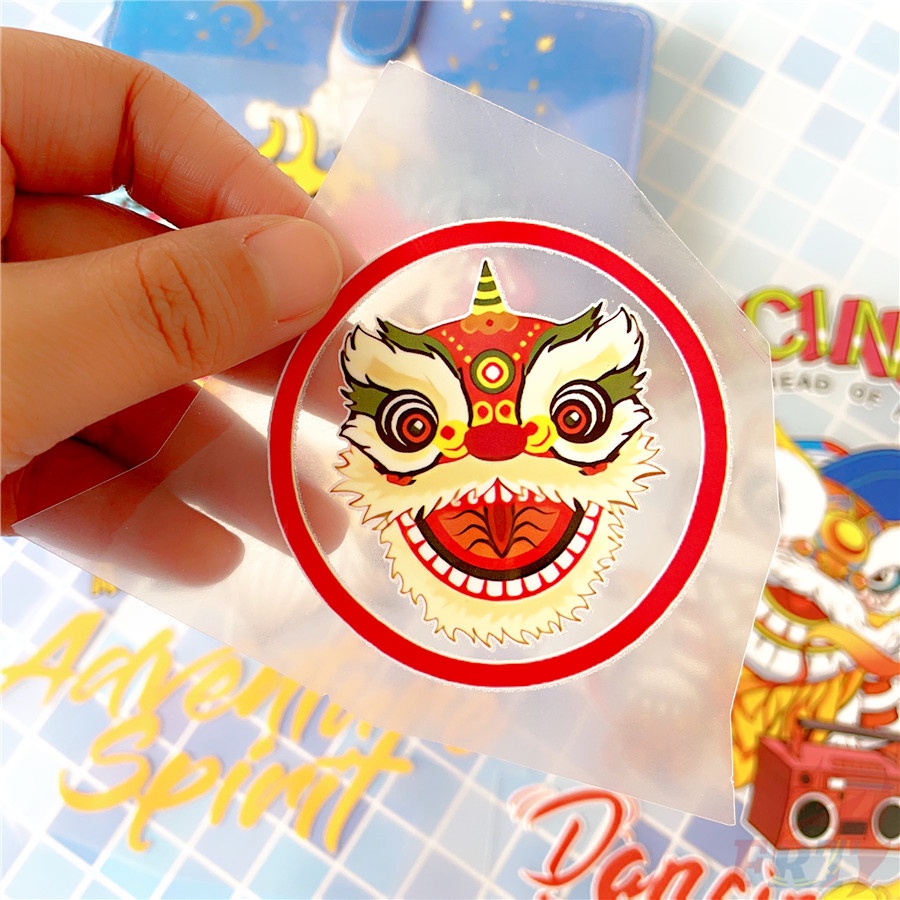 ✪ Sticker Dán Tường Hình Sư Tử Nhảy Theo Phong Cách Trung Quốc Hợp Thời Trang ✪ 1 Miếng Dán Ủi Lên Tường