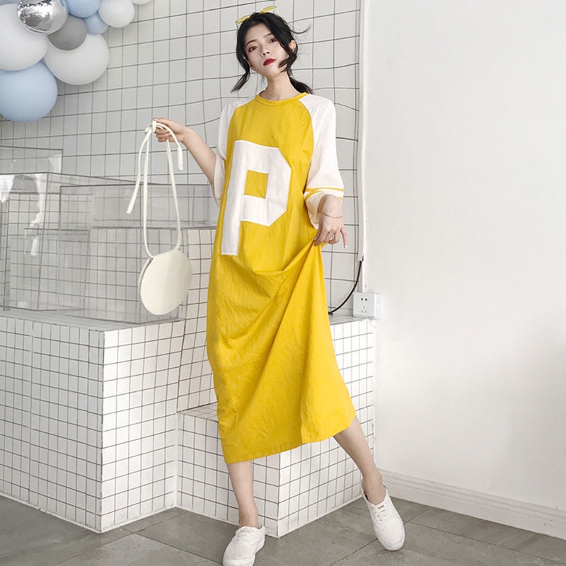 Jiashucheng Đầm Thun Ngắn Tay Dáng Rộng Plus Size Thời Trang Mùa Hè Cho Nữ