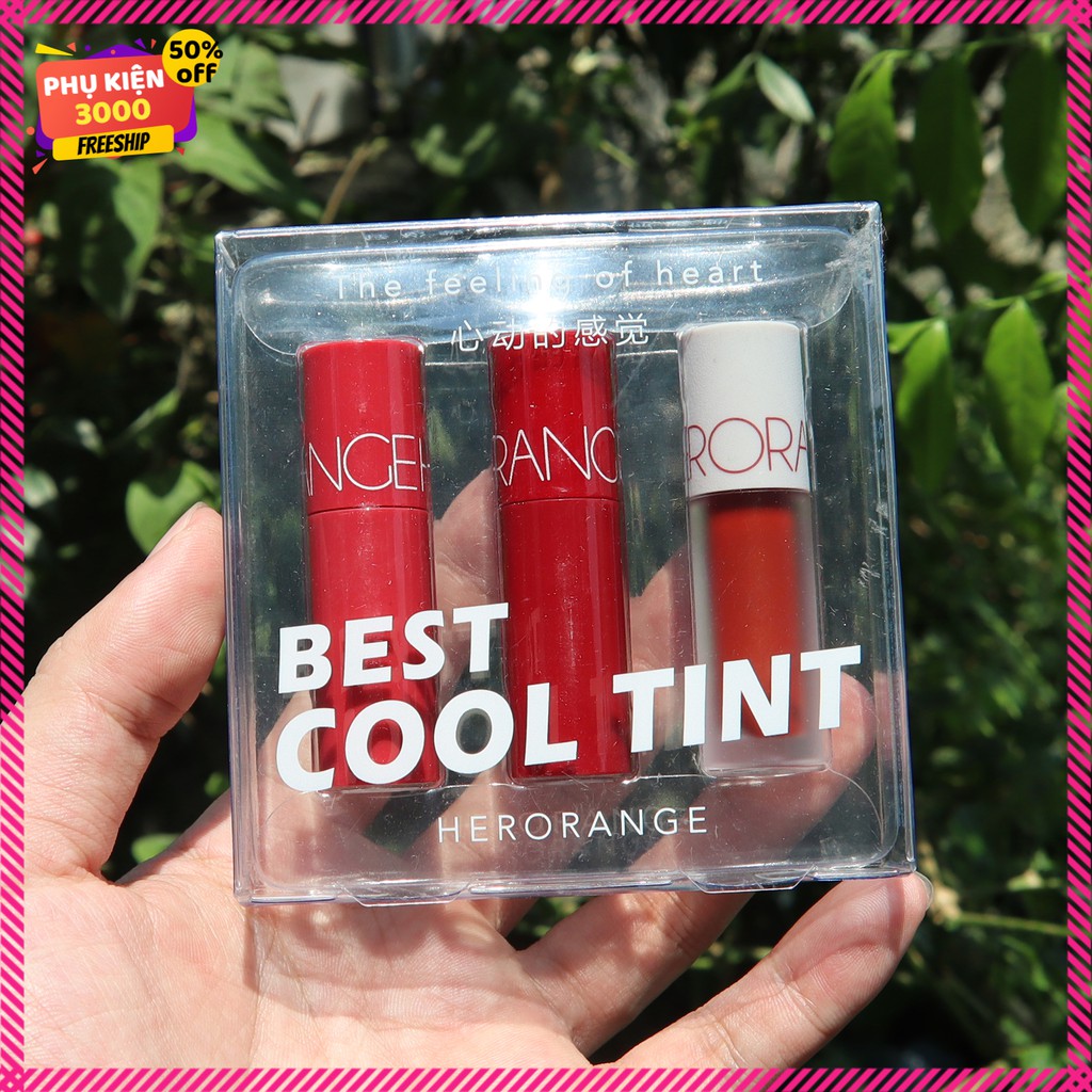 Set 3 son nội địa trung herorange BEST COOL WARM TINT the feeling of heart kem lì màu A B bảng màu mới ra rất đẹp