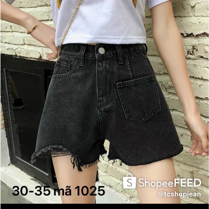 Quần Short Jeans nữ Bigsize Đen trắng Túi Kiểu Ms 1025 size 30 đến 35
