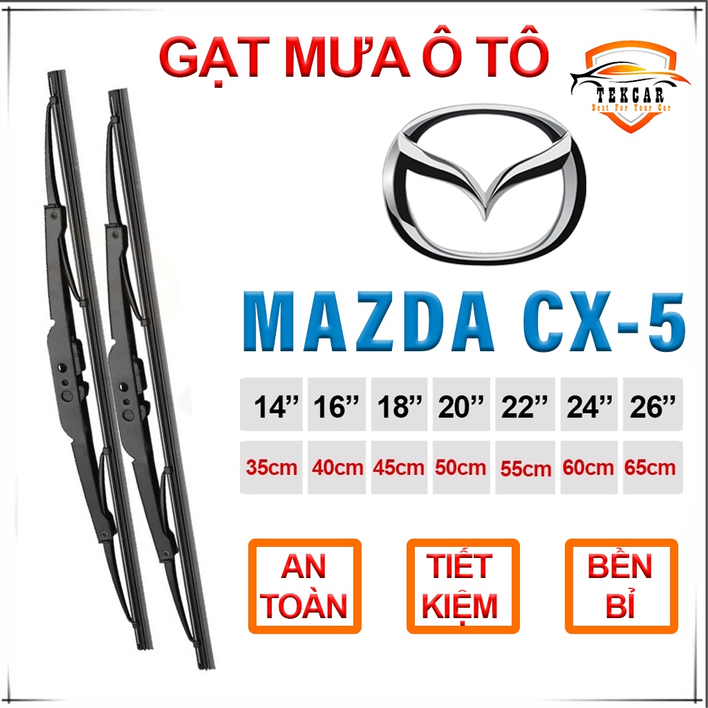 [1 CẶP ] Gạt mưa ô tô xe Mazda CX-5 cần gạt kính khung xương sắt lưỡi silicon lưỡi gạt nước mưa oto xe hơi