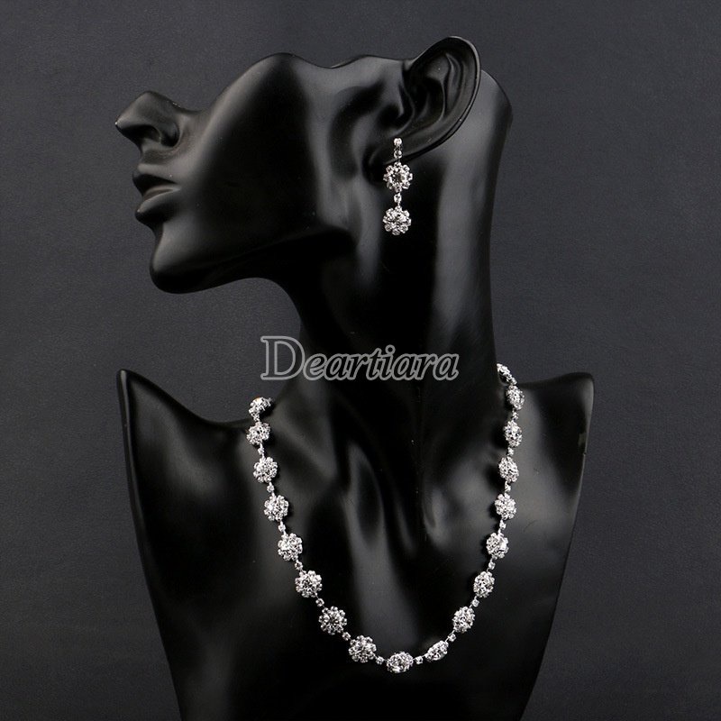 Bộ Trang Sức 3 Món Họa Tiết Hoa Đính Kim Cương Nhân Tạo Thời Trang