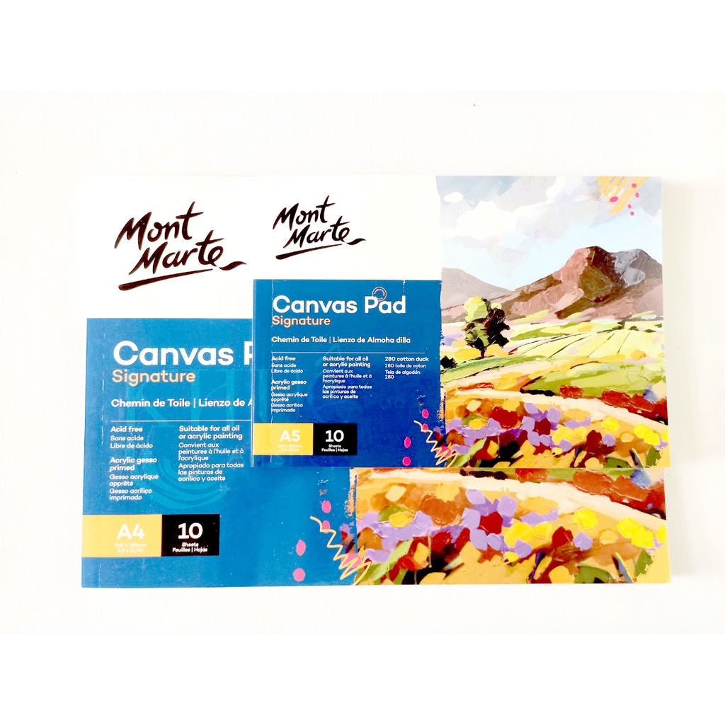 SỔ VẢI CANVAS pad Mont Marte/ A5/A4/A3 / 10sheets_ Vẽ sơn dầu, acrylic