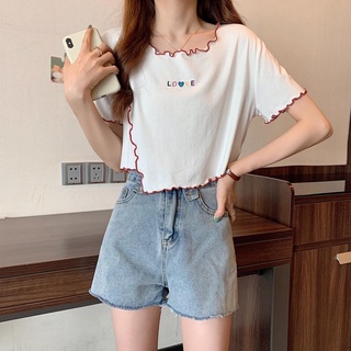 Áo thun nữ cổ tròn ngắn tay thiết kế độc đáo 50151