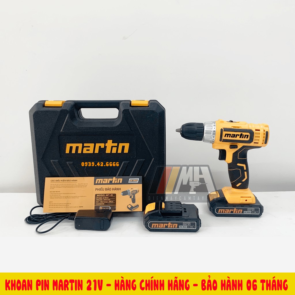 Khoan pin 21v 2 chức năng chính hãng Martin Model MT-21, khoan pin , bắt vít , bắn tôn , giá tốt