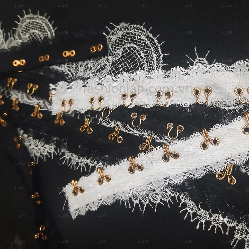 Dây móc cài dải liền móc đồng viền ren  #0202