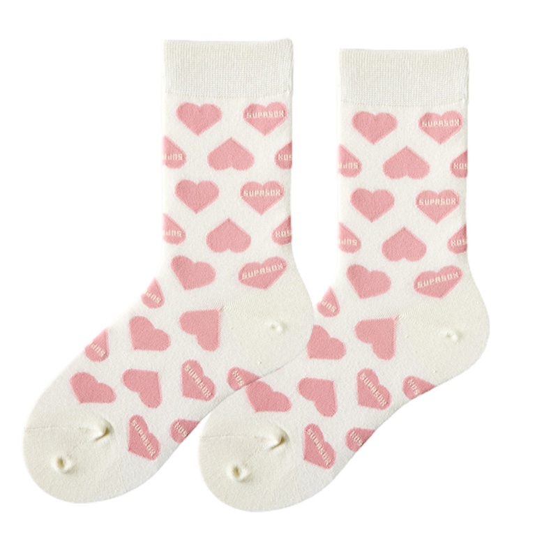 Vớ Cotton Thoáng Khí In Họa Tiết Trái Tim Phong Cách Harajuku Nhật Bản Cho Nữ
