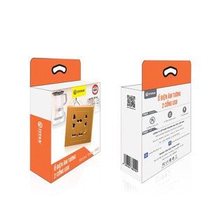 Ổ điện gắn tường kèm 2 cổng USB TITAN  PS02