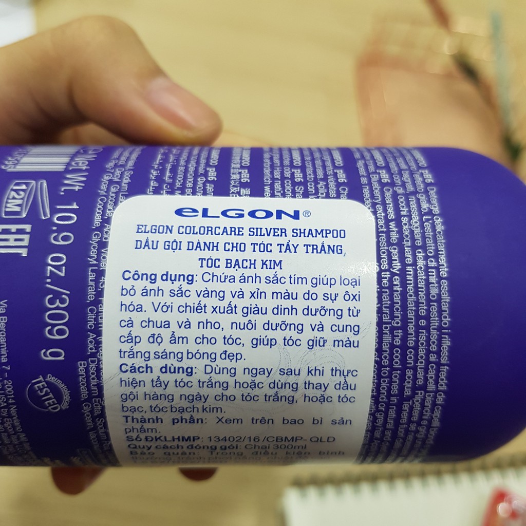 Dầu gội tím ELGON dành cho tóc tẩy trắng, tóc bạch kim 300ml