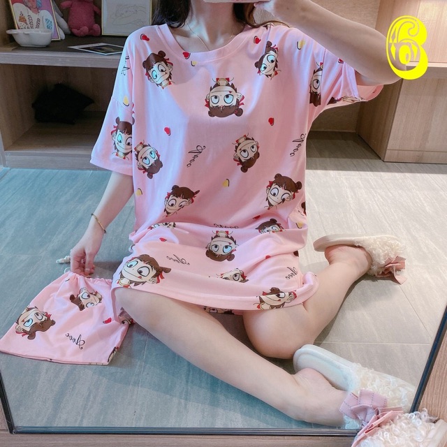 Đầm ngủ cute mẫu mới ,bầu bí bon chen dx nha .