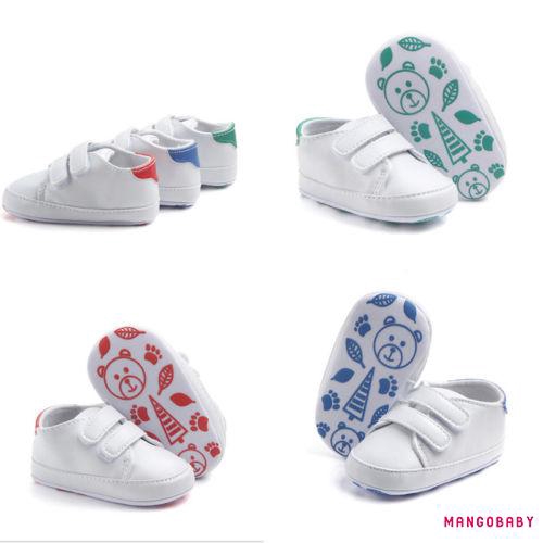 ♬Mg♪-infant Baby girl boy Velcro PU Sneaker size trẻ sơ sinh 3-12 tháng