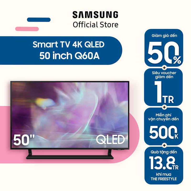 [Mã ELBAU7 giảm 7% đơn 5TR] Smart Tivi Samsung 50 Inch QLED 4K QA50Q60AAKXXV - Model 2021 - Miễn phí lắp đặt