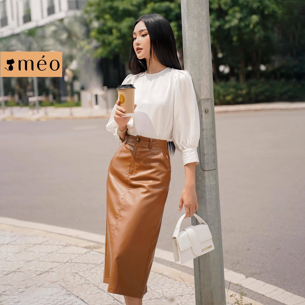 Chân váy nữ Méo shop chất liệu da dáng dài cao cấp Lany