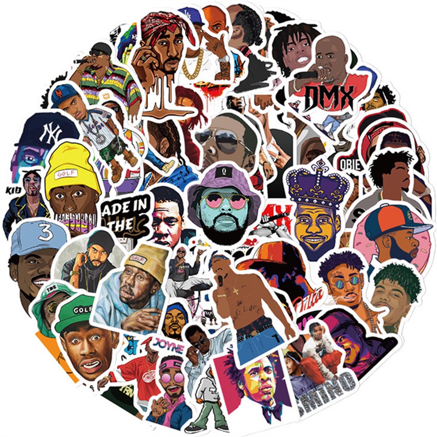 ❉ Sticker Dán Trang Trí Dòng Rap &amp; West Coast Rap 01 Chất Lượng Cao ❉ Bộ 64 Hình Dán Chống Thấm Nước Thời Trang