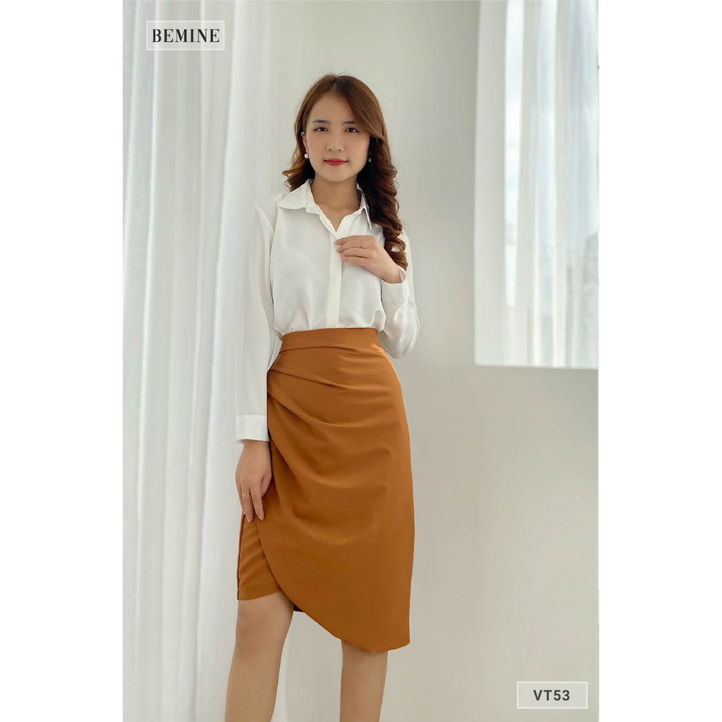 Chân váy xếp ly đắp tà BEMINE VT53NAU | BigBuy360 - bigbuy360.vn