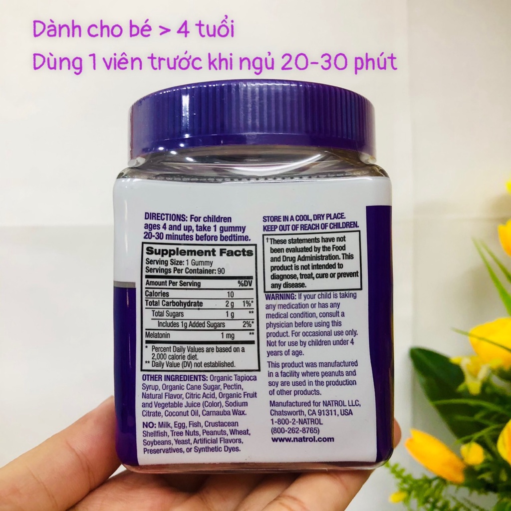 ❤️ [Quận 3] Kẹo Ngủ Ngon Em Bé Trẻ Em Natrol Kids Melatonin Sleep 1mg 90 viên Mỹ Vị Dâu Chuẩn Xịn Đủ Bill [Date 3/2024]