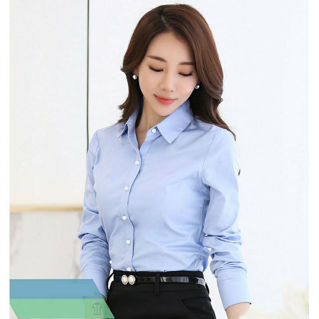 Áo sơ mi nữ công sở cao cấp tay dài màu xanh nhạt XN1 FORM NHỎ HÀNG SHOP CHUẨN ĐẸP VẢI KATE Ý - ĐƯỢC ĐỔI TRẢ THOẢI MÁI | BigBuy360 - bigbuy360.vn