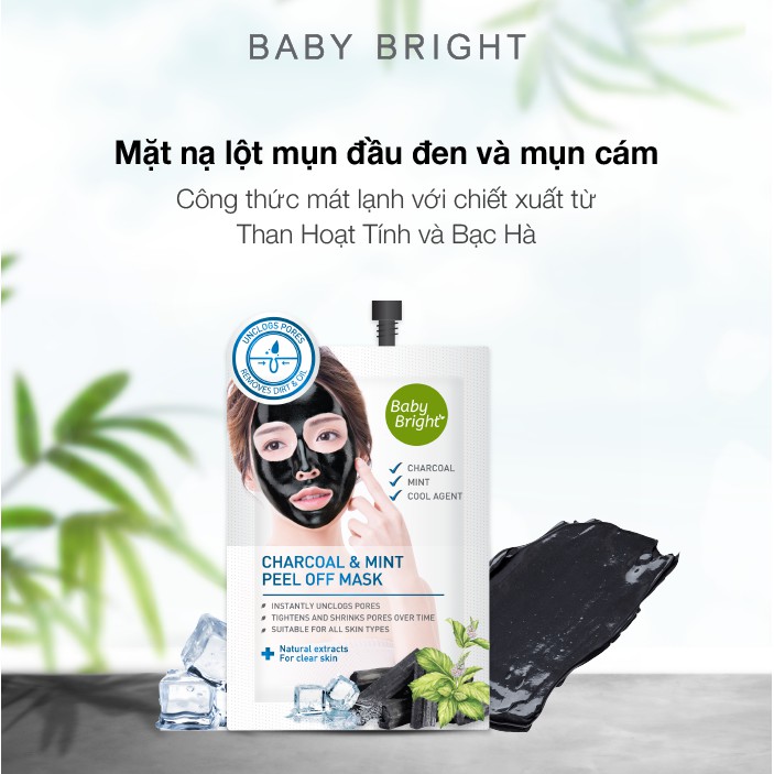 Mặt nạ lột than đá và bạc hà Baby Bright Charcoal and Mint Peel Off Mask 10g