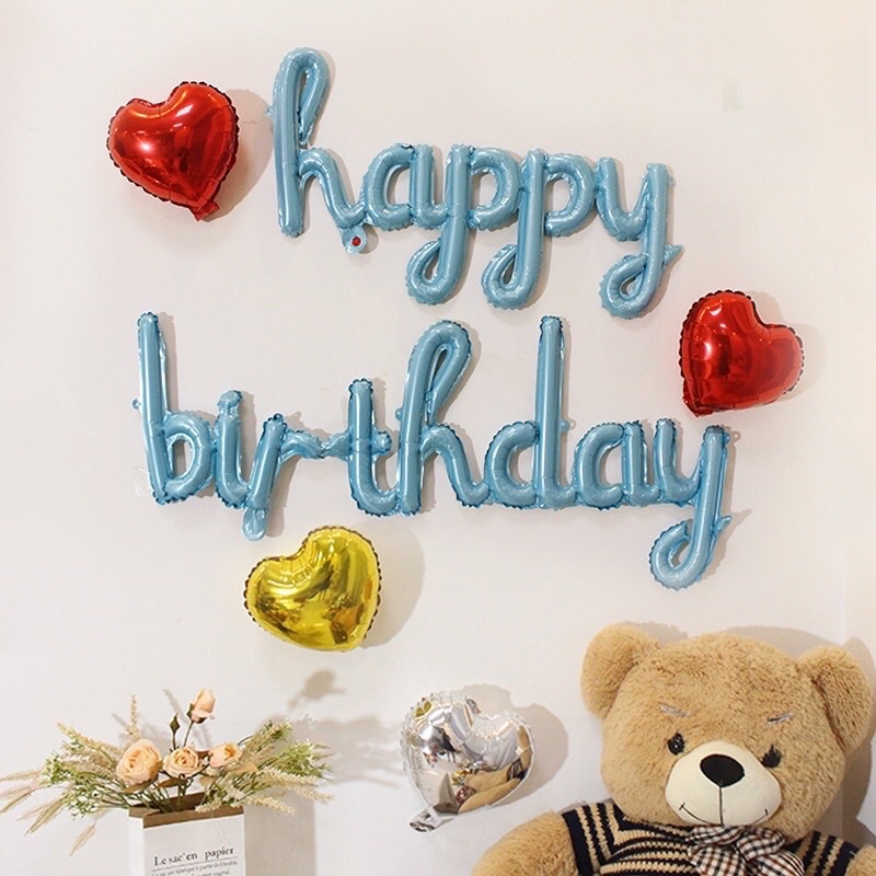 Set bóng chữ sinh nhật happy birthday dáng liền chữ uốn điệu