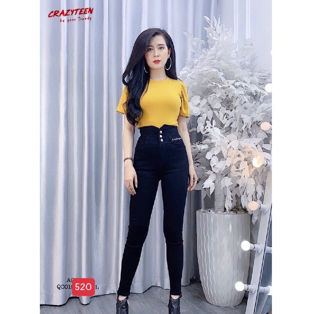 Quần jean nữ lưng cao, quần bò nữ cạp cao MuradFashion NT06