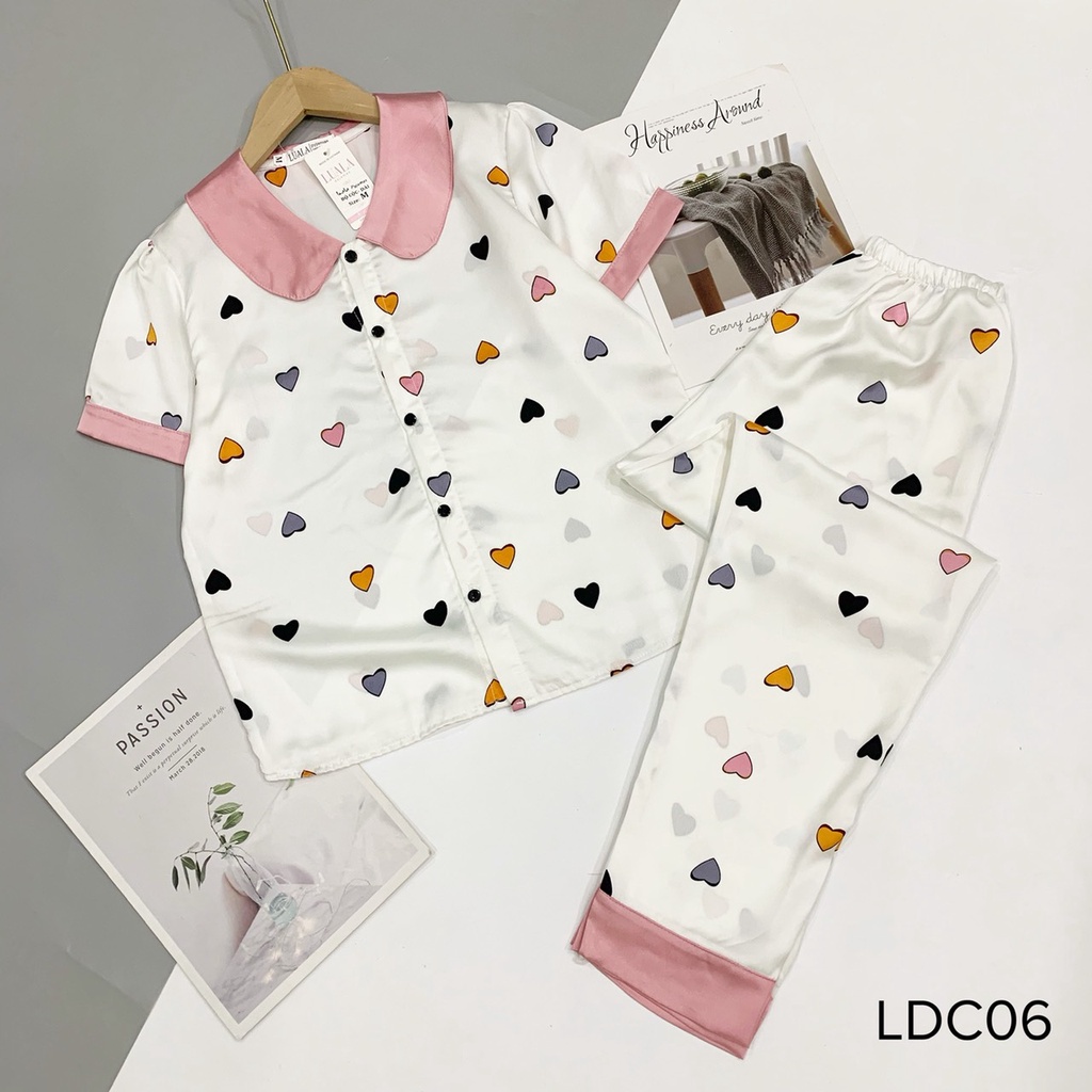 Đồ Ngủ Pijama Lụa Satin Tay Ngắn Siêu Xinh, Cộc Dài Mềm Mịn, Độc Lạ Khó Tìm, Sang Chảnh Hàn Quốc