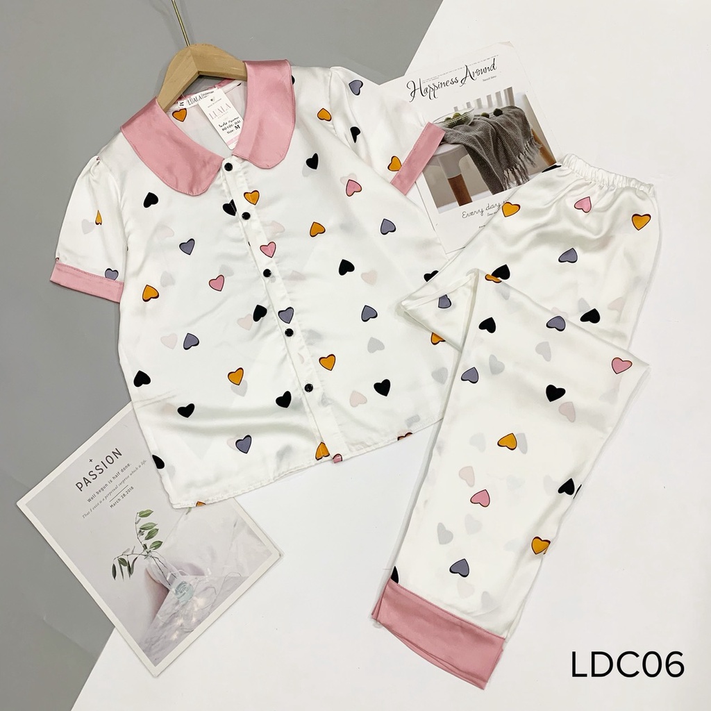 Đồ Ngủ Pijama Lụa Xước Tay Ngắn Quần Dài Siêu Xinh, Cộc Dài Mềm Mịn, Độc Lạ Khó Tìm, Sang Chảnh Hàn Quốc