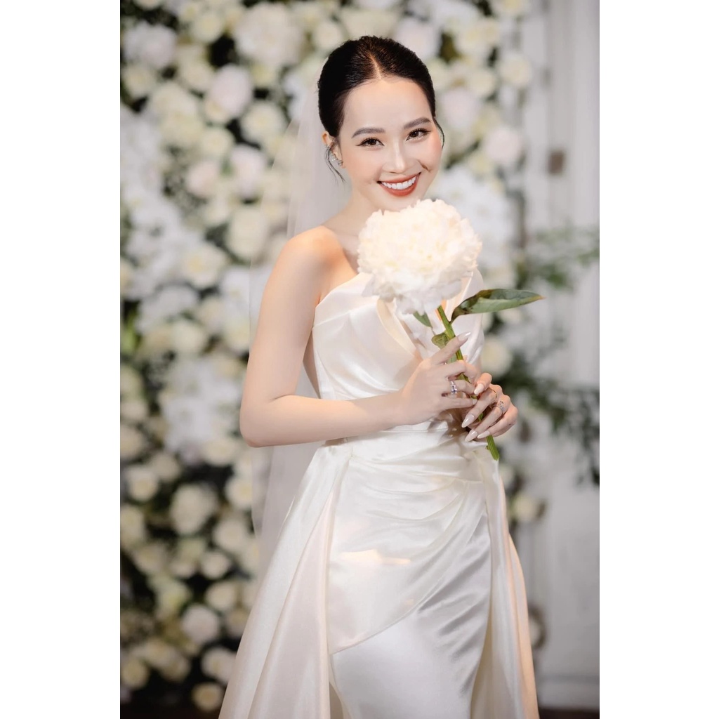 Đầm dạ hội cô dâu cúp ngực phối choàng tùng sau (HÀNG CAO CẤP) kèm ảnh thật