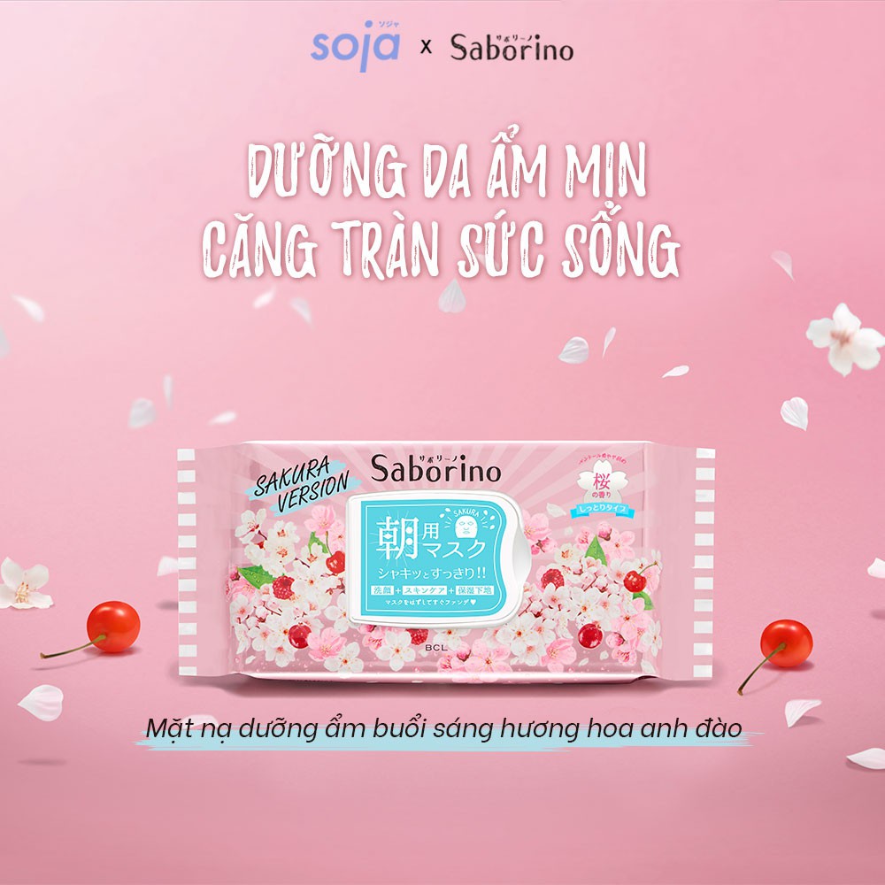 (Gói 28 Miếng) Mặt Nạ Dưỡng Ẩm Buổi Sáng Hương Hoa Anh Đào 28 Miếng Saborino Morning Facial Sheet Mask Sa 20
