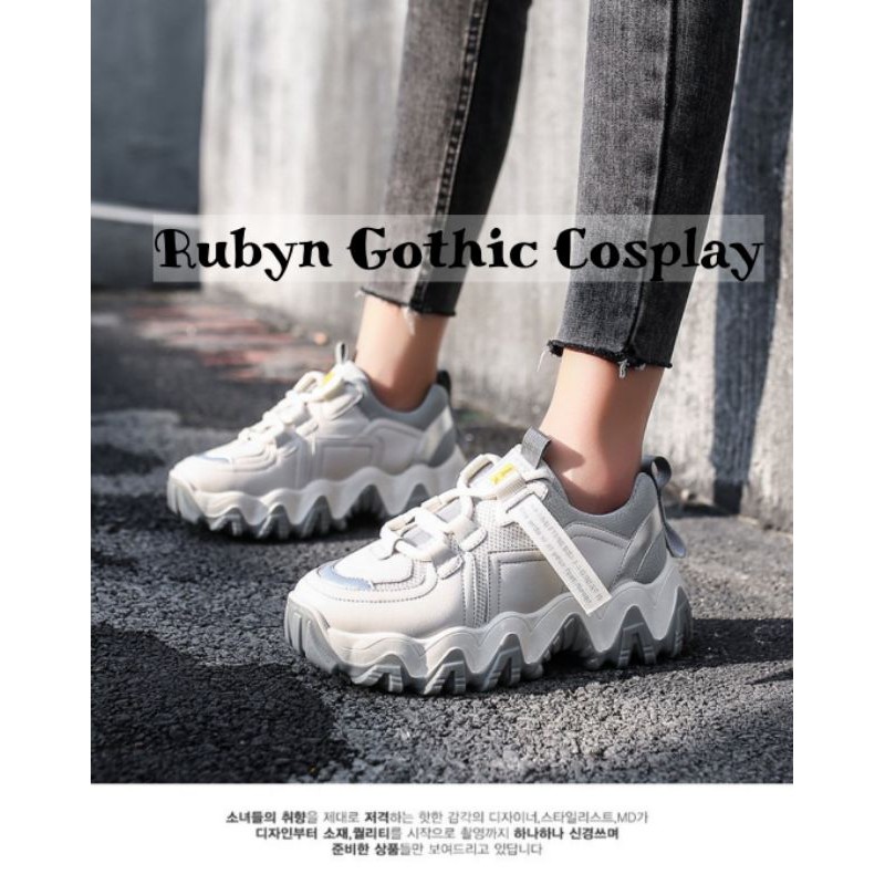 [CÓ SẴN]  Giày Sneaker Ulzzang đế gợn sóng 5cm siêu xinh