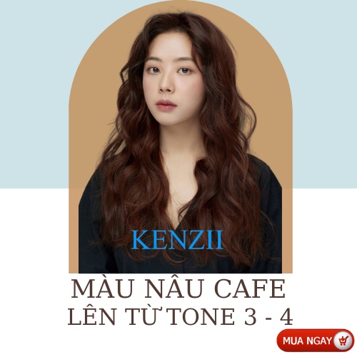 Thuốc Nhuộm Tóc Màu Nâu Cafe  Tặng Trợ Nhuộm  Kenzii Lên Tone 3 - 4  ( Thuốc Nhuộm Tóc Nâu)