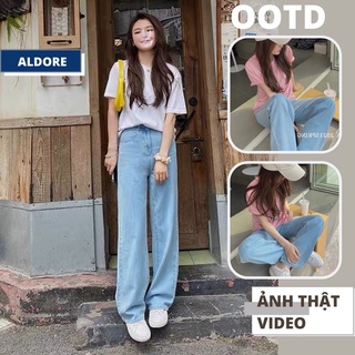 Quần jean nữ ống rộng jean ống suông phong cách Hàn Quốc Ullzzang OOTD MSC3