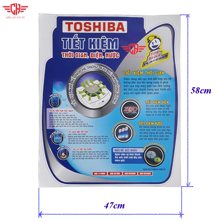 miếng dán máy giặt Tem dán máy giặt tranh trang trí máy giặt toshiba nhiều mẫu (tặng keo dán)