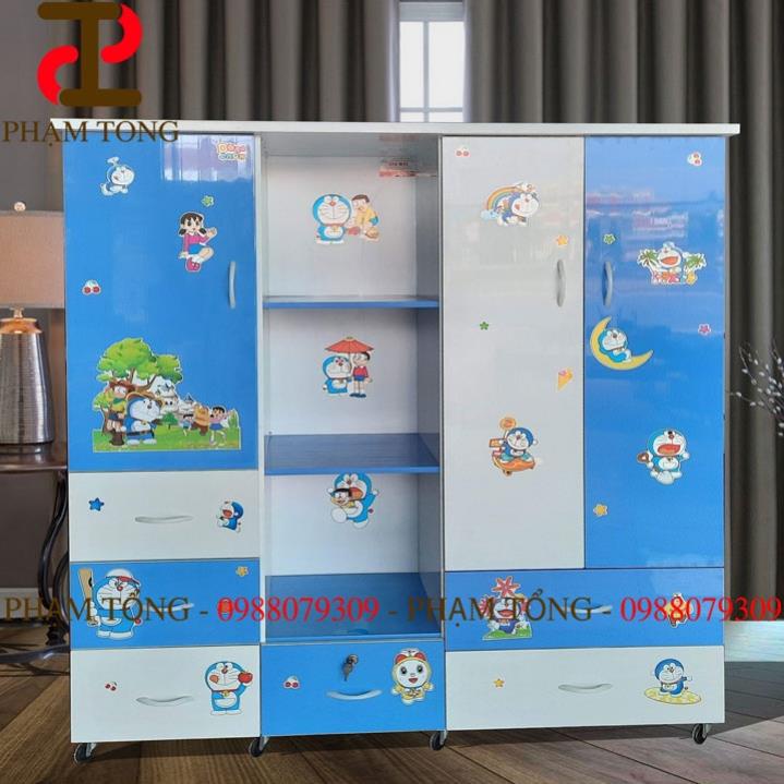Tủ quần áo trẻ em xanh trắng có kệ  Miễn phí giao hàng