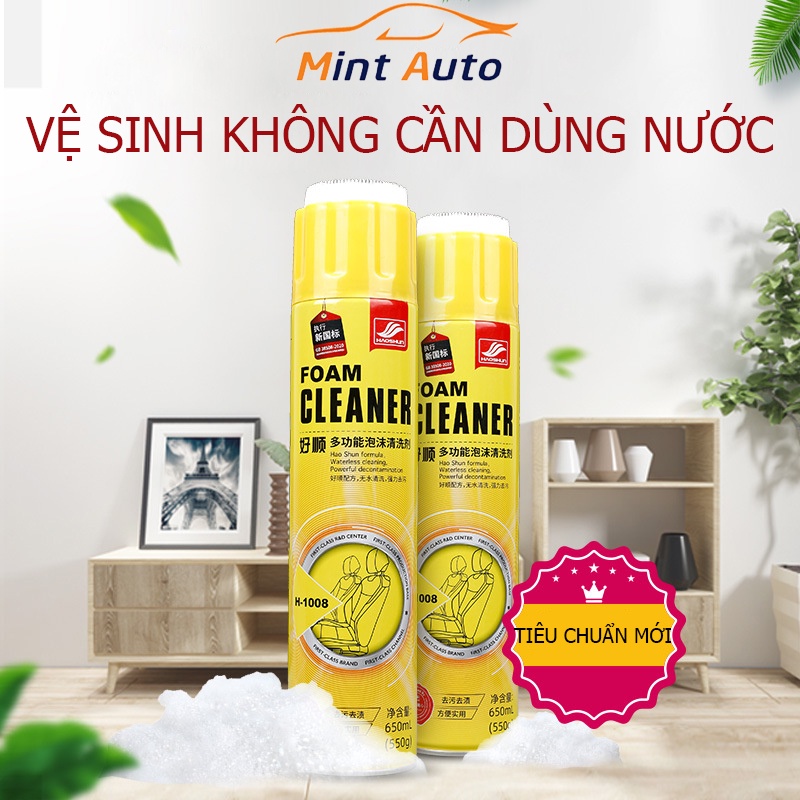 Chai Xịt Bọt Vệ Sinh Nội Thất Ô Tô Đa Năng Vệ Sinh Ghế Da, Vệ Sinh Ghế Nỉ, Sofa, HaoShun H-1008 Dung Tích 650ml