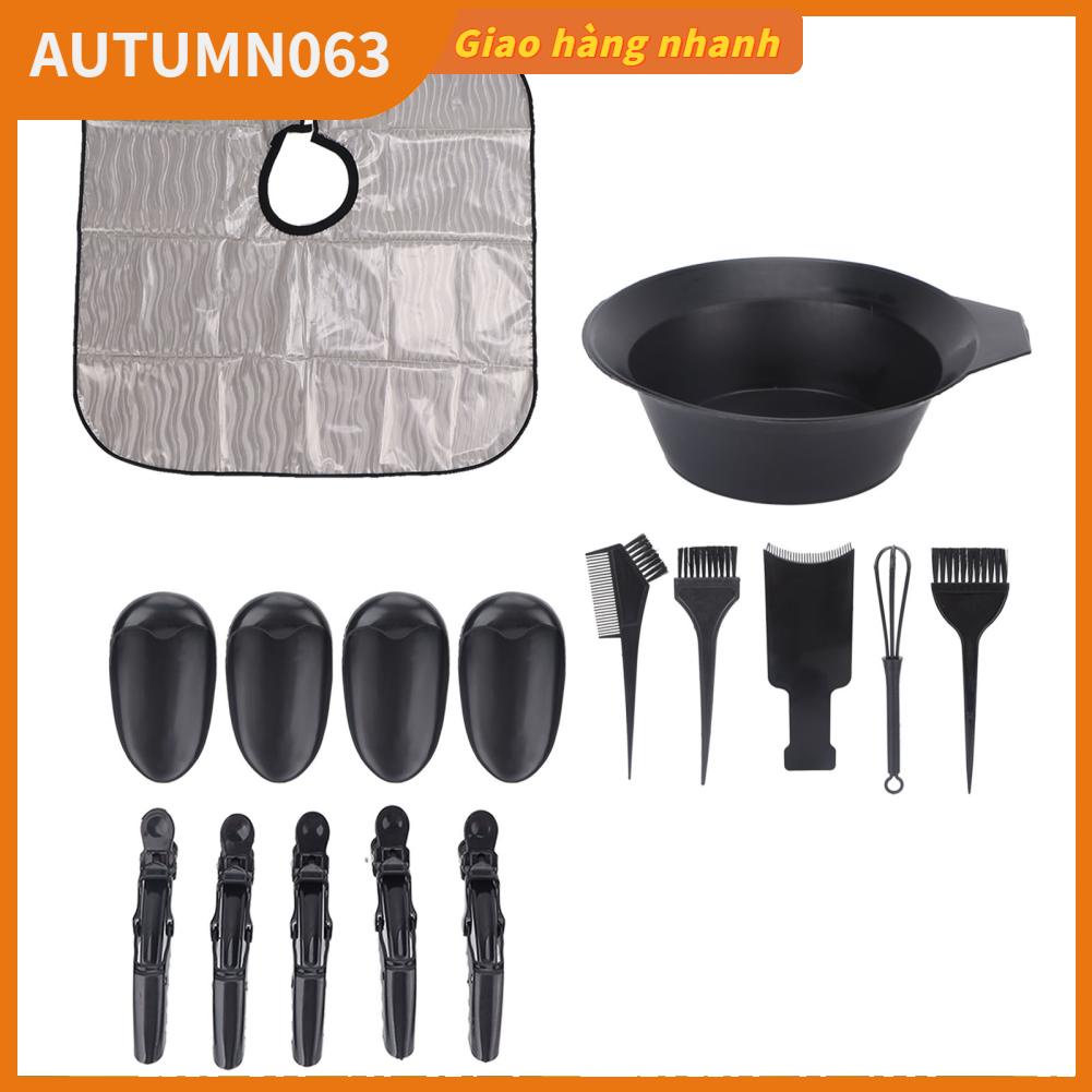 [Hàng mới về] Set 16 dụng cụ tự nhuộm tóc có tô/ bàn chải/ kẹp tóc chuyên dùng trong salon tiện lợi