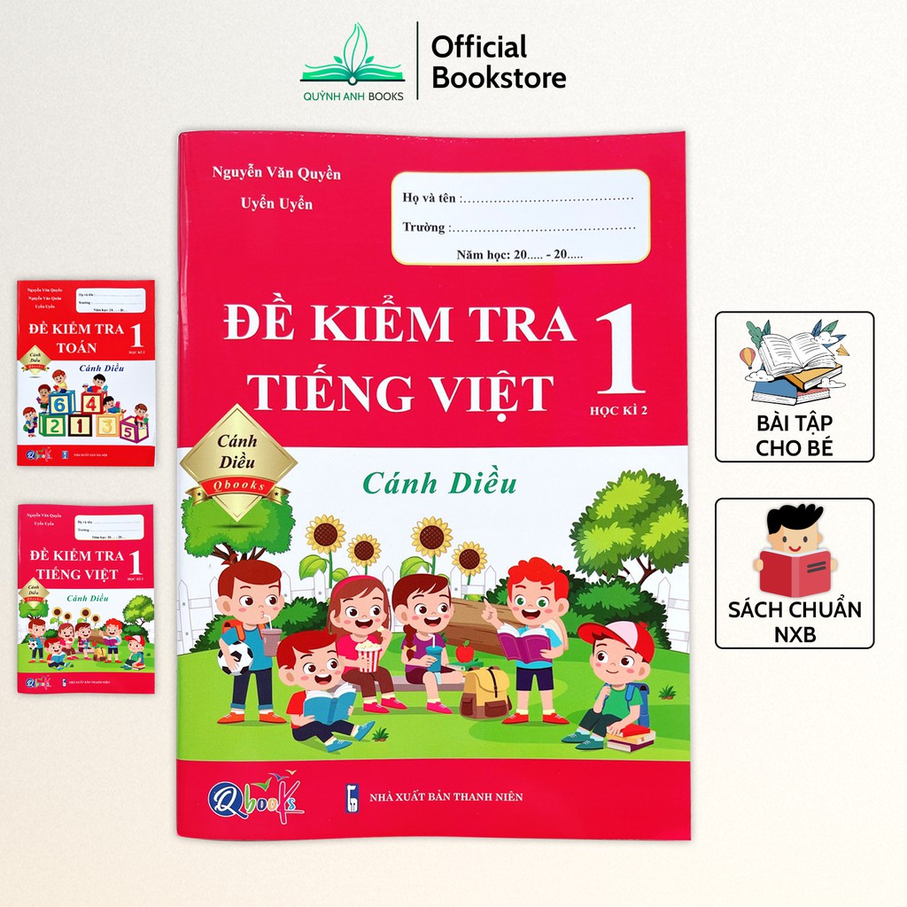 Sách - Combo Đề kiểm tra toán và tiếng việt lớp 1 học kỳ 2 (Cánh diều) - NPH Qbooks