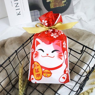 Túi bánh kẹo rút nơ (Mèo chiêu tài đỏ | 50c)